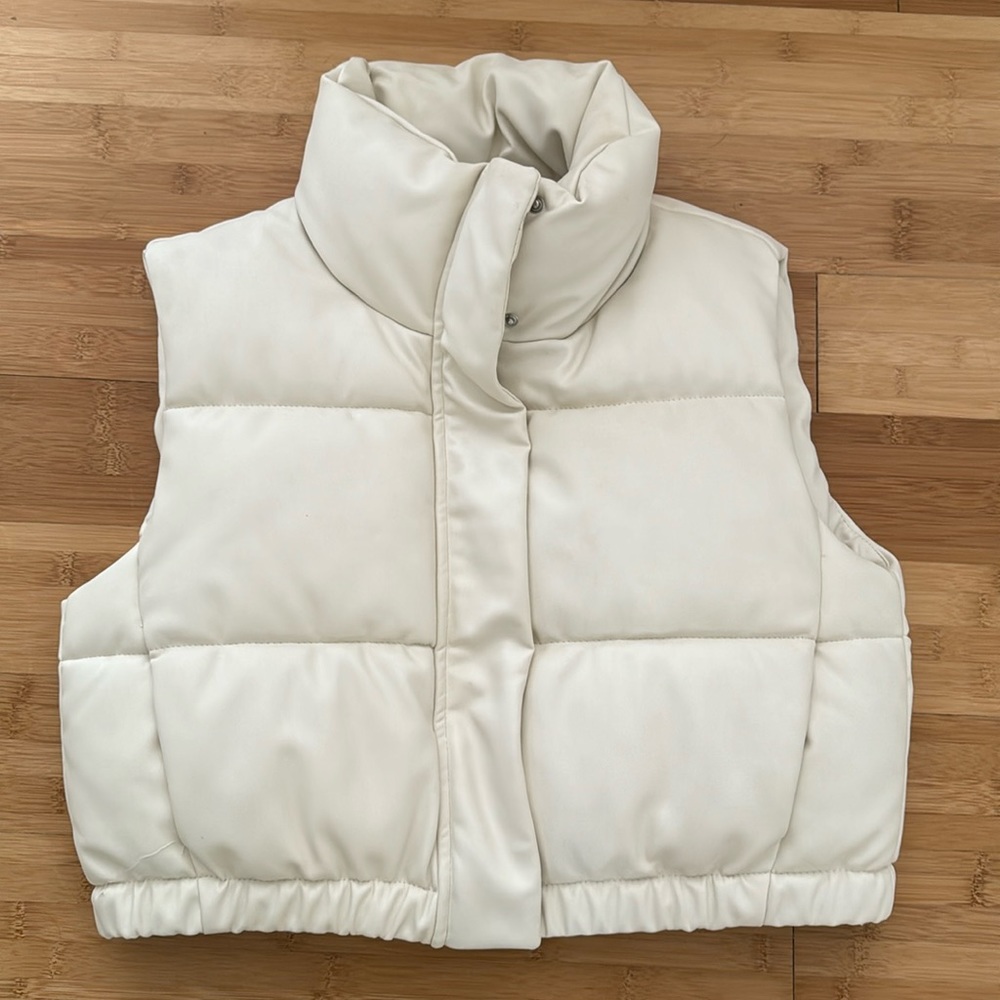 Zara - Faux Leather Puffer Vest, size S